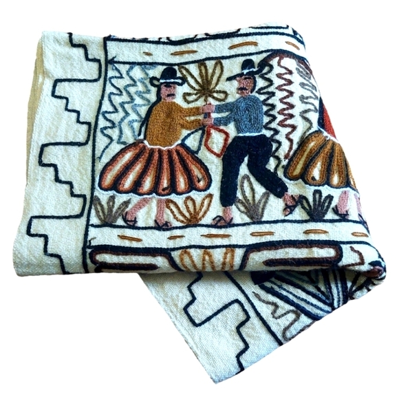 Unique Vintage Other - Vintage Folk Art Handmade Embroidered Peruvian Woven Tapestry Art - Pre- loved